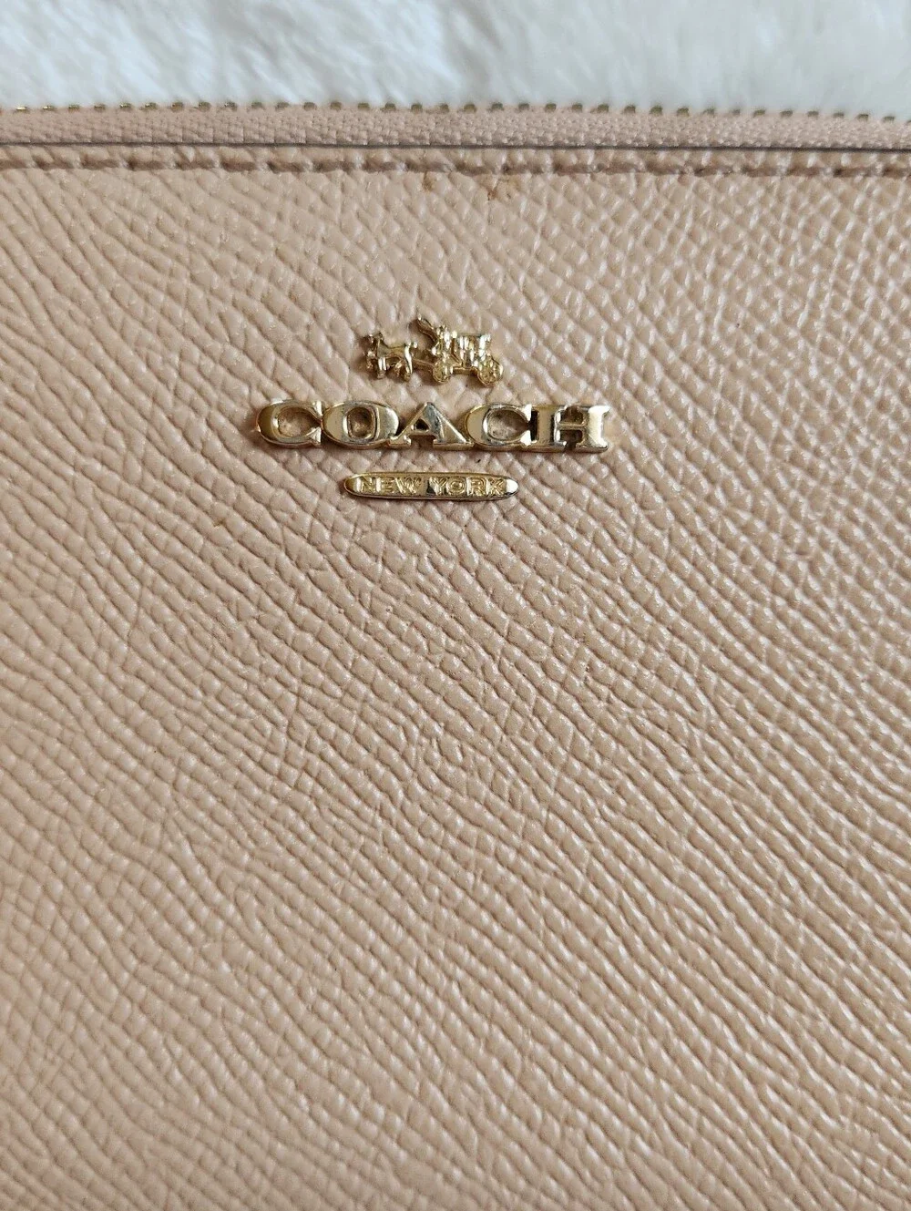 Authentic Coach Blush Pink Crossgrain Leather Long Zip Around Wallet Wristlet